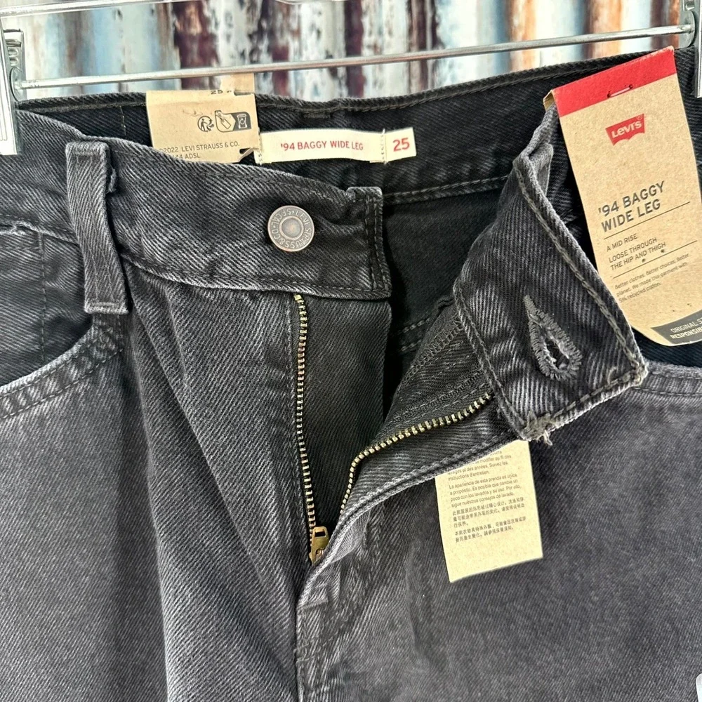 Levi's '94 Baggy Wide Leg Jeans 25 x 31 • NWT • Black Denim • Mid Rise - Picture 4 of 8